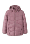 Name It Kid Girl Marble Padded Long Sleeve Coat, Pink
