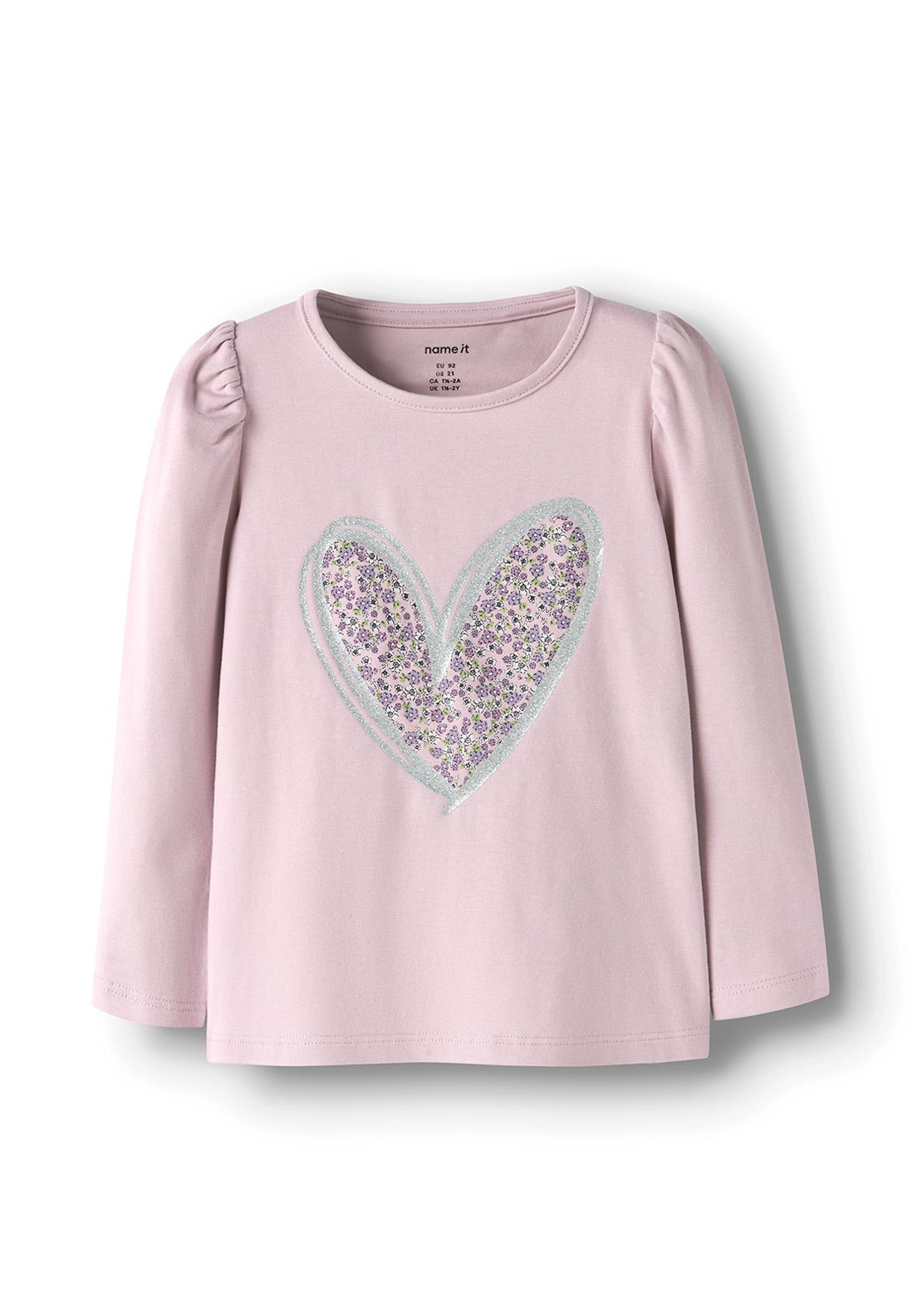 Name It Mini Girl Tally Floral Detail Top, Pink