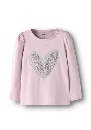 Name It Mini Girl Tally Floral Detail Top, Pink