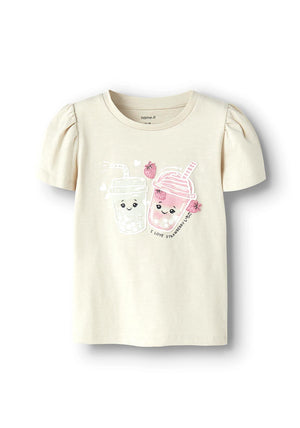 Name It Mini Girl Jelle Short Sleeve Tee, Beige