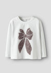 Name It Mini Girl Leoanja Long Sleeve Top, White