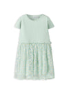 Name It Mini Girl Floral Tulle Short Sleeve Dress, Green