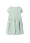 Name It Mini Girl Floral Tulle Short Sleeve Dress, Green