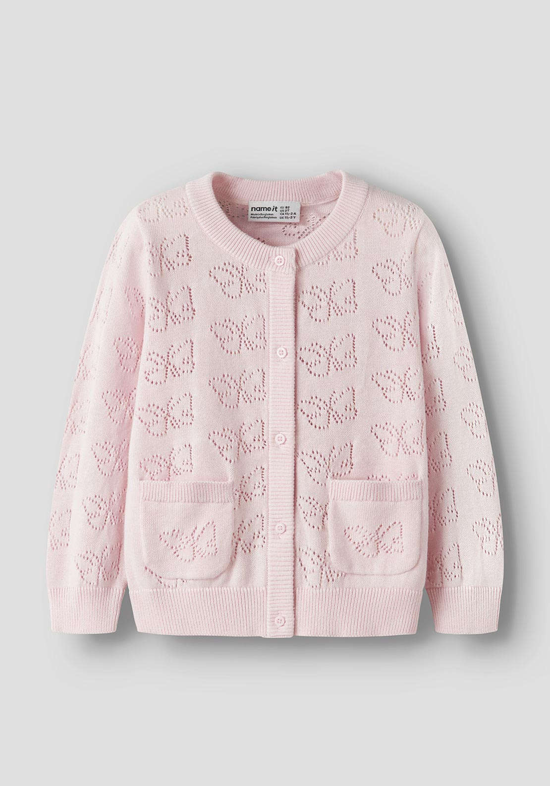 Name It Mini Girl Fiaja Long Sleeve Knit Cardigan, Pink