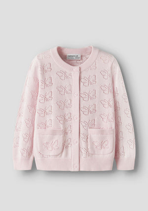 Name It Mini Girl Fiaja Long Sleeve Knit Cardigan, Pink