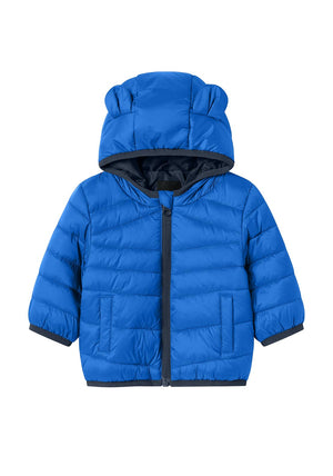 Name It Baby Boy Marble Padded Hooded Jacket, Blue