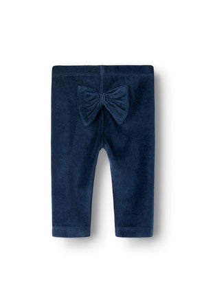 Name It Baby Girl Roxy Velour Bow Legging, Navy