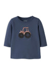 Name It Baby Boy Lenard Tractor Long Sleeve Top, Navy