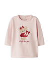 Name It Baby Girl Ratine Gift Long Sleeve Top, Pink