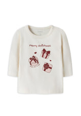 Name It Baby Girl Ratine Gift Long Sleeve Top, Off White