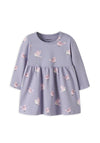 Name It Baby Girl Bird Long Sleeve Dress, Lilac