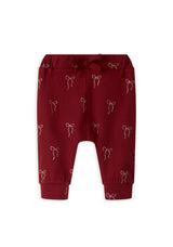 Name It Baby Girl Ratia Glitter Bow Sweat Pant, Red