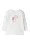 Name It Baby Girl Naime Balloon Long Sleeve Top, Cream