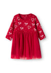 Name It Baby Girl Ri Long Sleeve Christmas Dress, Red