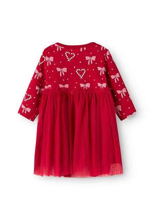 Name It Baby Girl Ri Long Sleeve Christmas Dress, Red