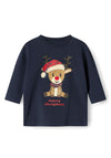 Name It Baby Boy Long Sleeve Reindeer Top, Navy