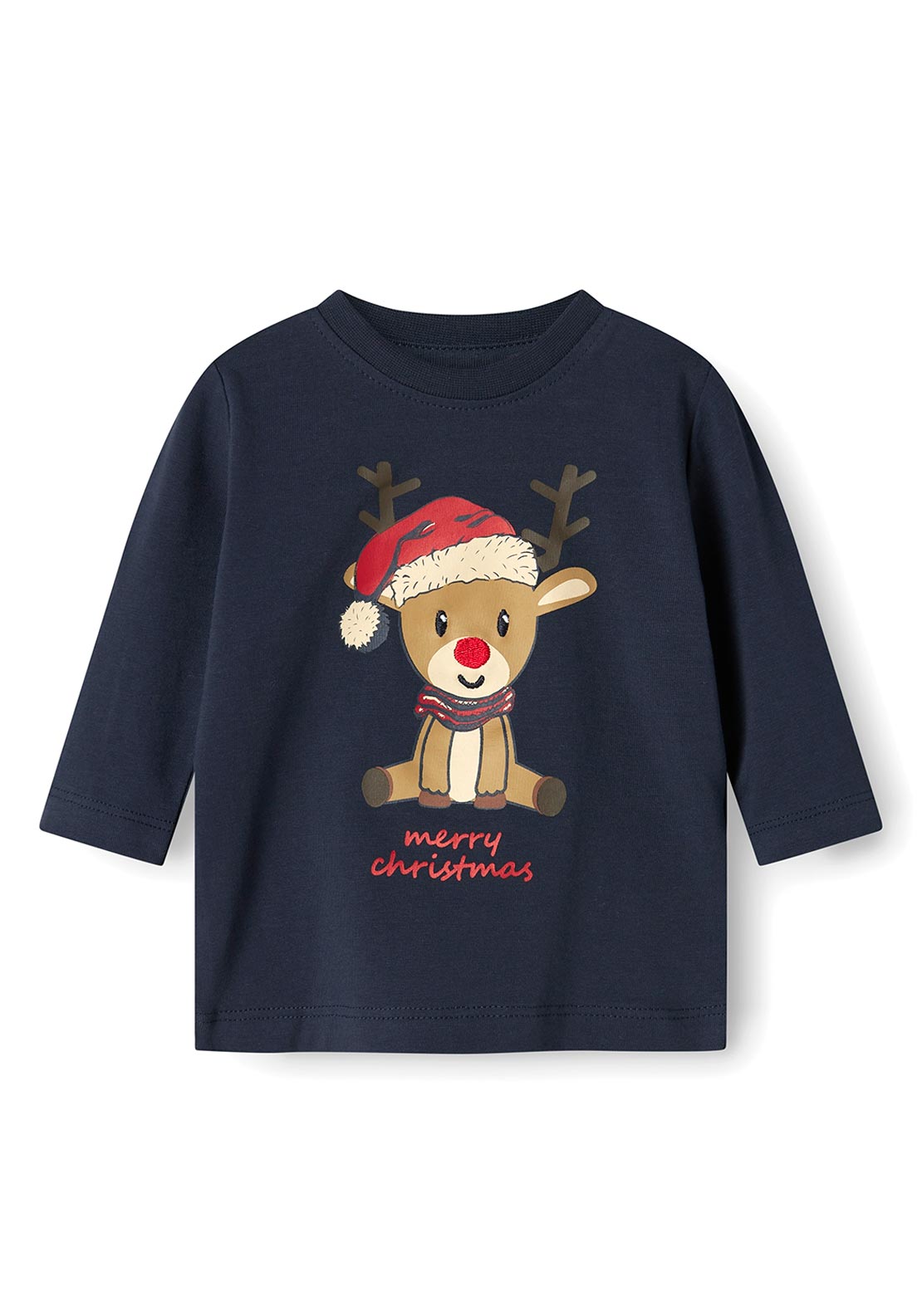 Name It Baby Boy Long Sleeve Reindeer Top, Navy