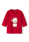 Name It Baby Boy Long Sleeve Snowman Top, Red