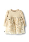Name It Baby Girl Sally Long Sleeve Dress, Beige