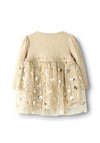 Name It Baby Girl Sally Long Sleeve Dress, Beige