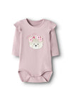 Name It Baby Girl Rindy Teddy Long Sleeve Bodysuit, Pink