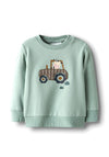 Name It Baby Boy Tractor Long Sleeve Sweater, Green