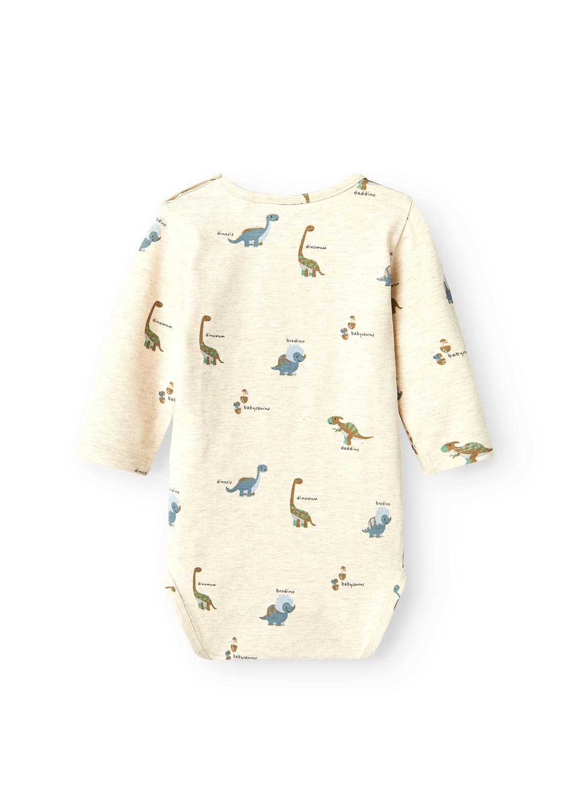 Name It Baby Boy Dinos Long Sleeve Bodysuit, Peyote Melange