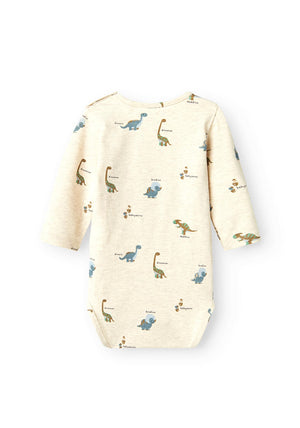 Name It Baby Boy Dinos Long Sleeve Bodysuit, Peyote Melange