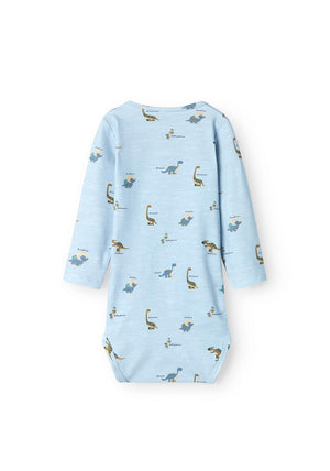 Name It Baby Boy Dinos Long Sleeve Bodysuit, Celestial Blue