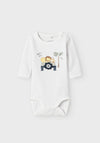 Name It Baby Boy Hollow Long Sleeve Bodysuit, Bright White
