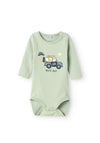 Name It Baby Boy Hollow Long Sleeve Bodysuit, Aqua Gray