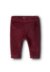 Name It Baby Girl Roxy Velour Bow Legging, Wine