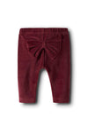 Name It Baby Girl Roxy Velour Bow Legging, Wine