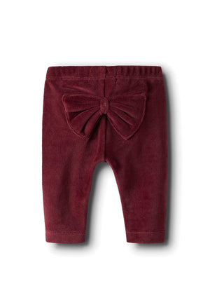 Name It Baby Girl Roxy Velour Bow Legging, Wine