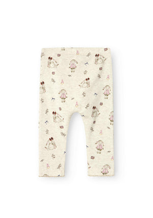 Name It Baby Girl Rabbit Print Legging, Peyote Melange
