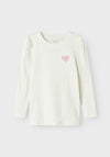 Name It Mini Girl Love Long Sleeve Top, Cloud Dancer
