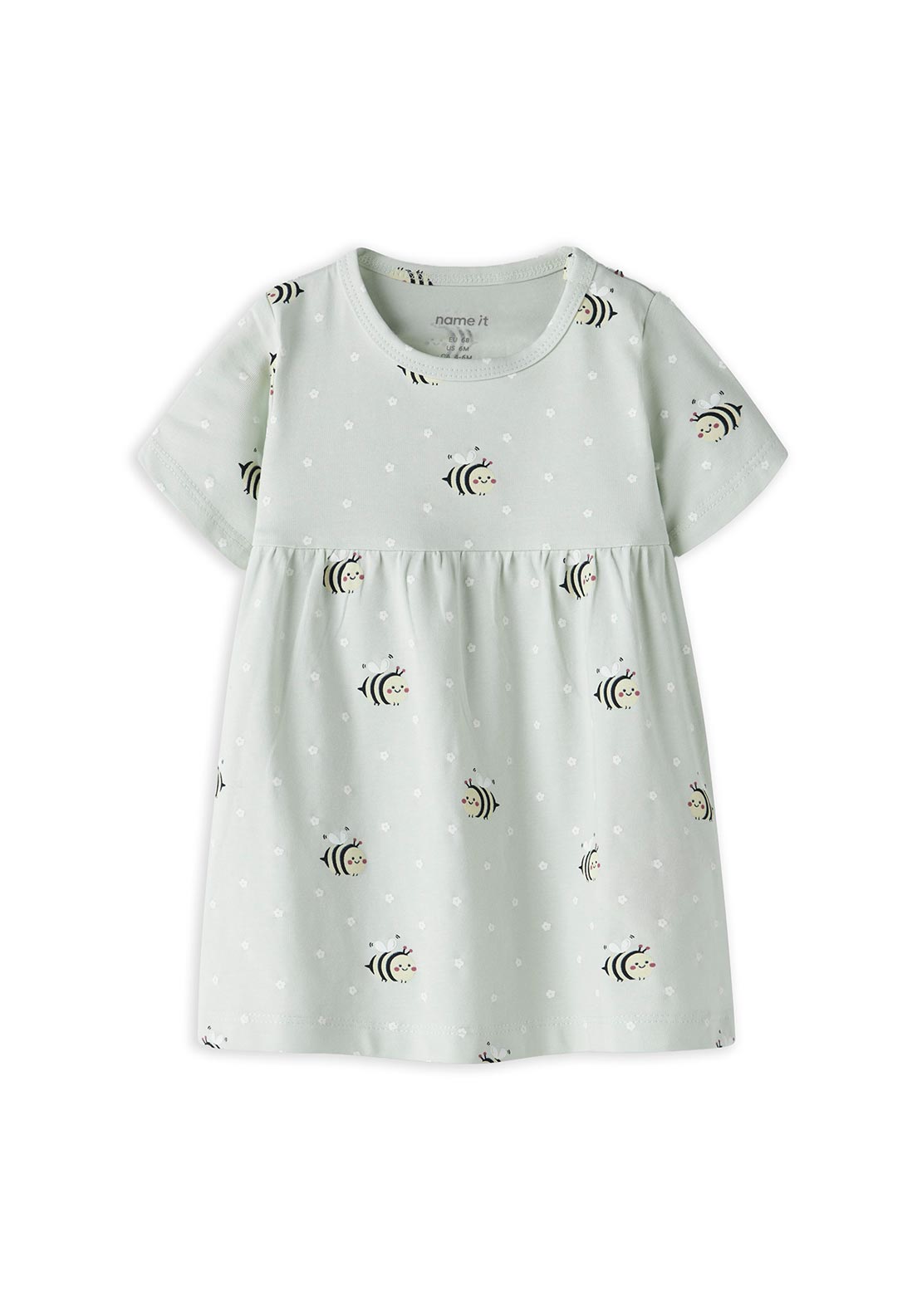 Name It Baby Girl Vandora Bee Print Dress, Green
