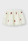 Name It Baby Girl Butille Tulle Cherry Skirt, Cloud Dancer