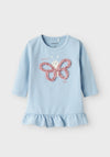 Name It Baby Girl Bassa Long Sleeve Butterfly Tunic, Subdued Blue