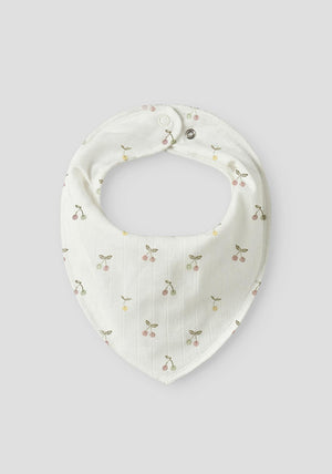 Name It Baby Girl Cherry Scarf Bib, White