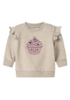 Name It Baby Girl Cupcake Long Sleeve Sweater, Beige