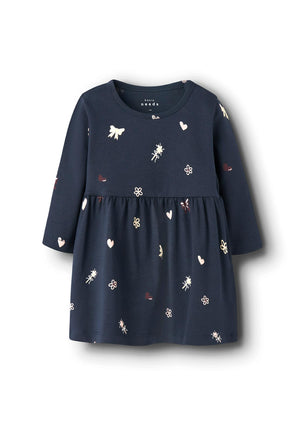 Name It Baby Girl Vandora Long Sleeve Dress, Navy