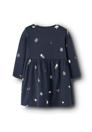 Name It Baby Girl Vandora Long Sleeve Dress, Navy