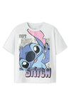 Name It Kid Girl Stitch Print Short Sleeve Tee, White