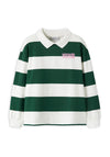Name It Kid Girl Long Sleeve Stripe Polo Sweater, Green