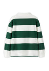 Name It Kid Girl Long Sleeve Stripe Polo Sweater, Green