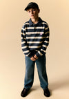 Name It Kid Boy Long Sleeve Stripe Polo Sweater, Navy