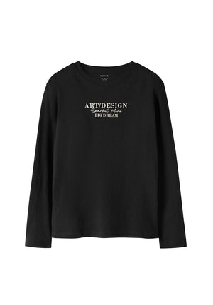 Name It Kid Girl Loui Long Sleeve Top, Black