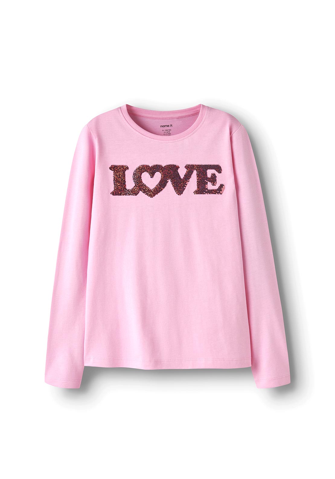 Name It Kid Girl Trine Love Long Sleeve Top, Pink