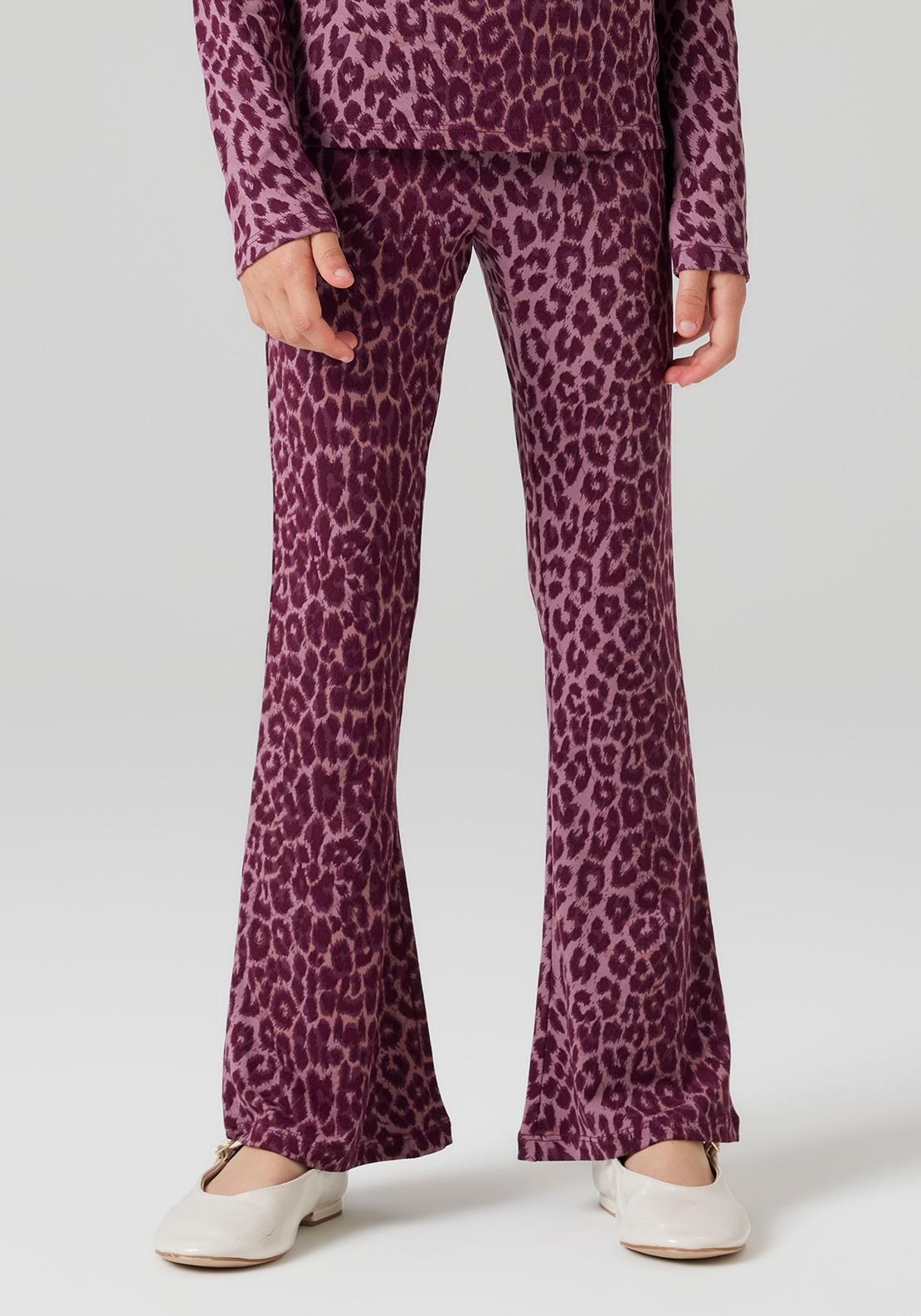Name It Kid Girl Nuni Animal Print Flare Pant, Wine